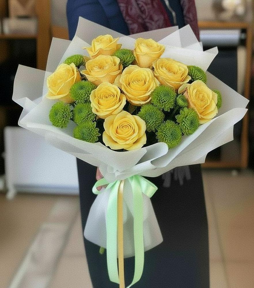 Букет цветов из: Хризантемы и Розы в Петровское Щелковского района