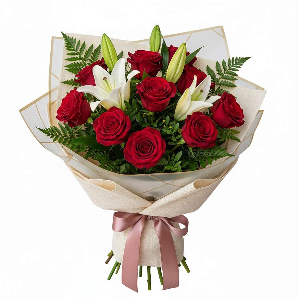 Букет цветов из: Лилии и Розы в Петровское Щелковского района