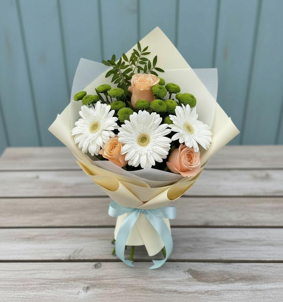 Букет цветов из: Герберы, Розы и Хризантемы в Петровское Щелковского района