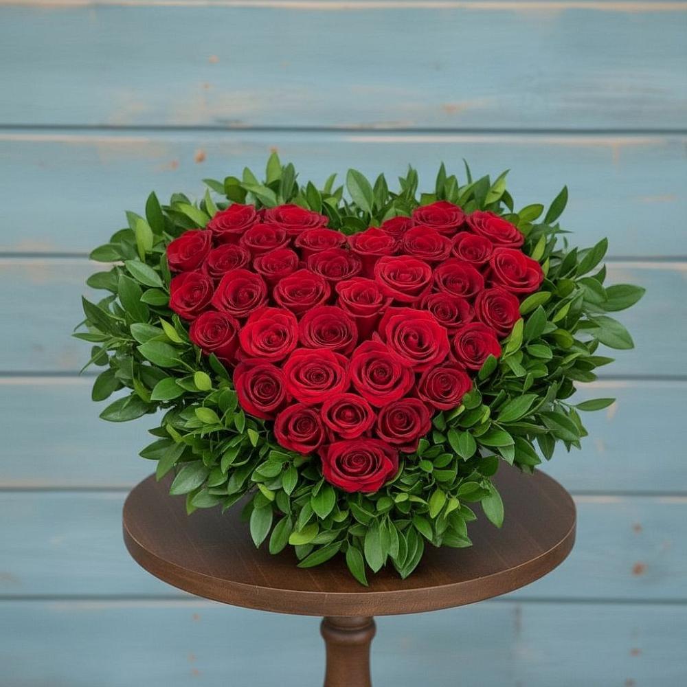 Цветочная композиция из Розы в виде сердца в Петровское Щелковского района