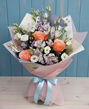 Букет цветов из:  Лизиантусы, Розы, Альстромерии и Гипсофила #REPLACE_PRED# Петровское Щелковского района