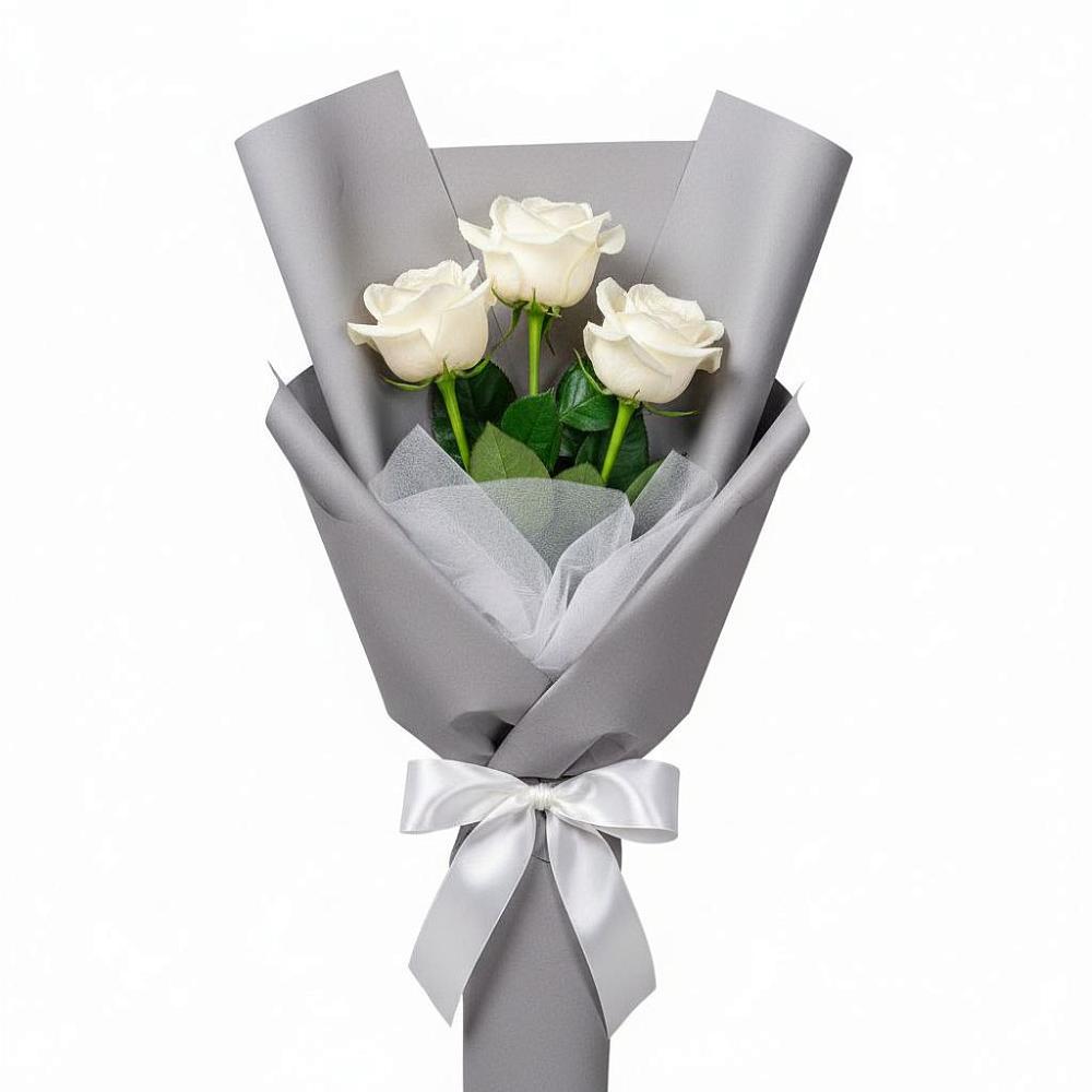 Букет 3 белые розы в Петровское Щелковского района