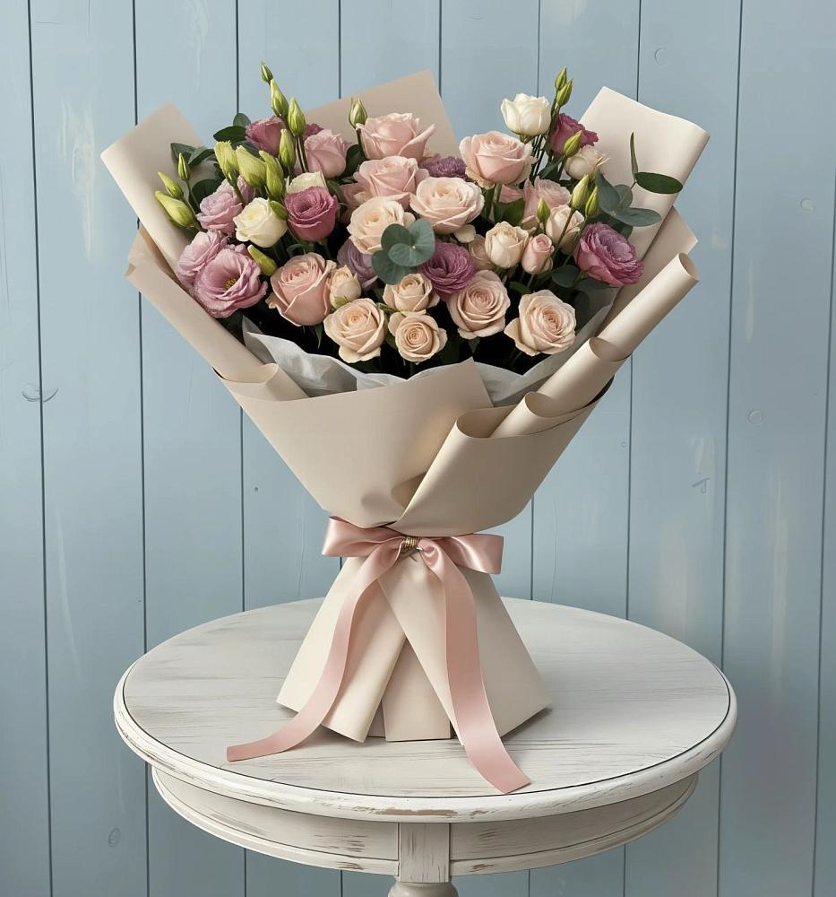 Букет цветов из: Розы и Лизиантусы в Петровское Щелковского района