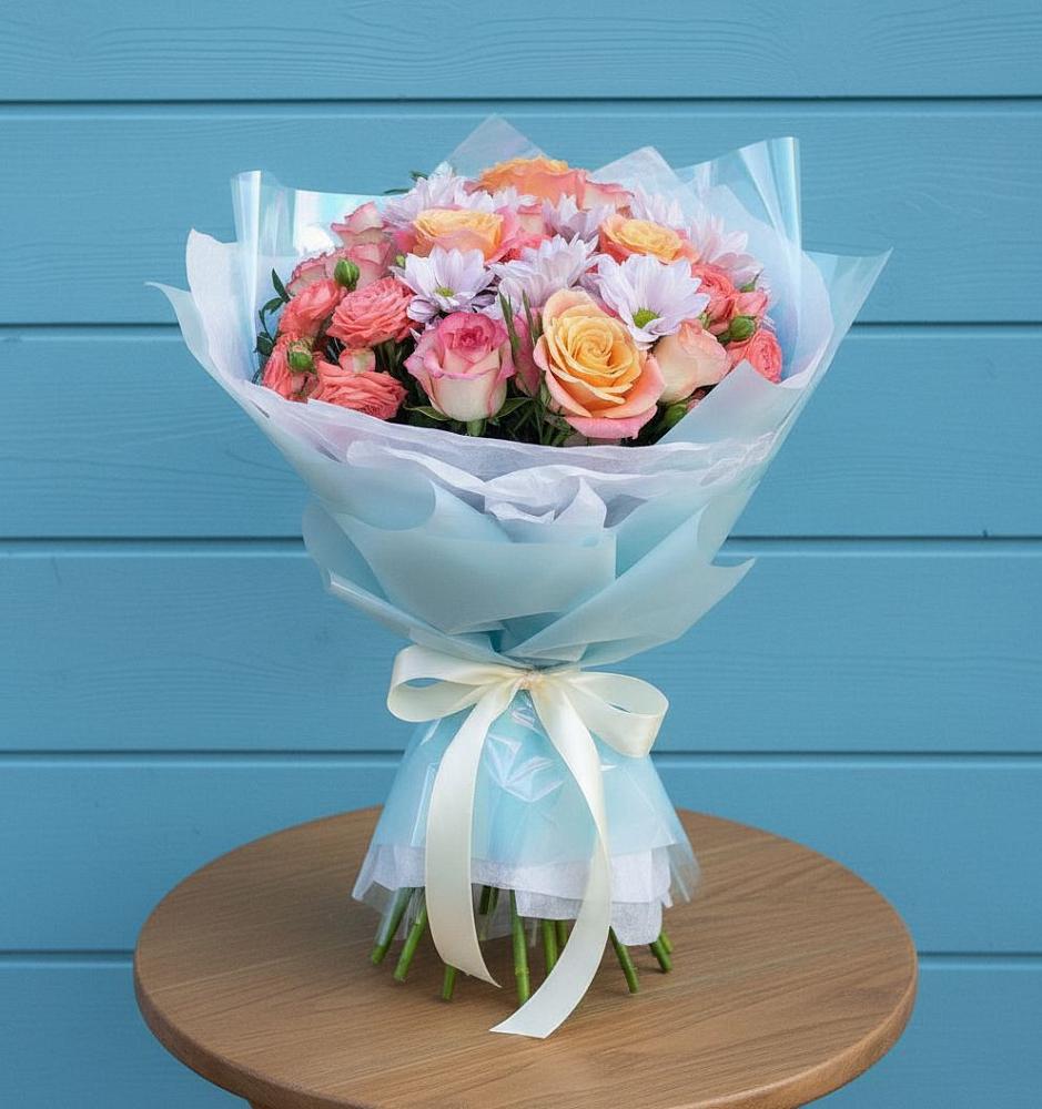 Букет цветов из: Хризантемы и Розы в Петровское Щелковского района