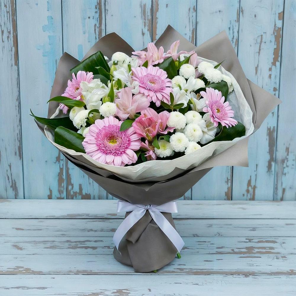 Букет цветов из: Герберы, Альстромерии и Хризантемы в Петровское Щелковского района